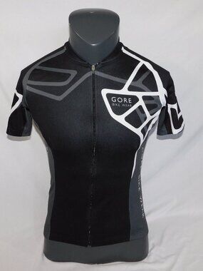 GORE Bike Wear Cycling Jersey Black Gray White  Full Zip Short Sleeve Mens M